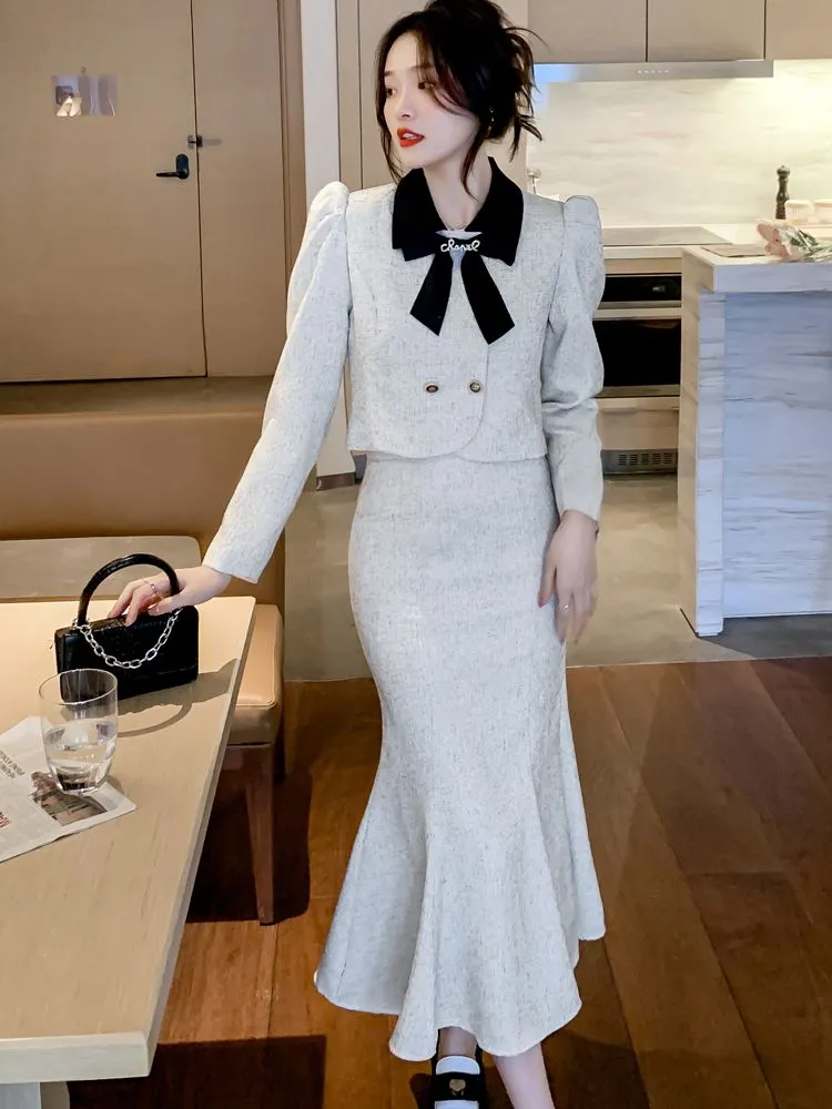Women Winter Party Two-Piece Birthday Outfit Jacket and Long Skirt Set 2024  from Dhgate Two Piece Dress - price 75.46