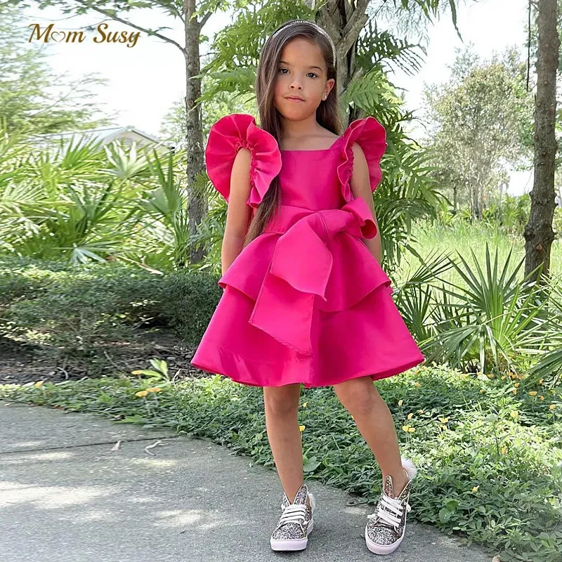 BAMBINA RAGAZZA PRINCIPESSA SEGGIO Short Short Sleeve Toddler Child Vestido Party Birthday Ball Ball Abiti per bambini 2-7y 240329