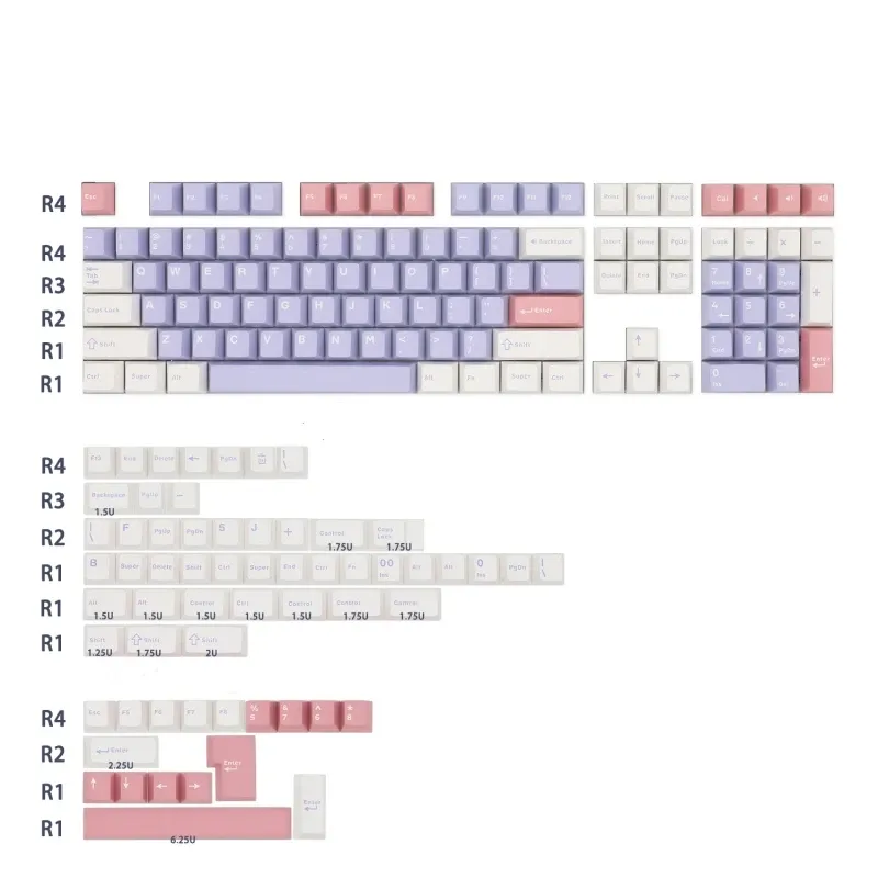 Akcesoria 169 klawisze/zestaw GMK lawender fioletowe klawisze pbt podwójne strzały Klawisze Profile Profile Keycap z ISO Enter Wprowadź klawiaturę mechaniczną