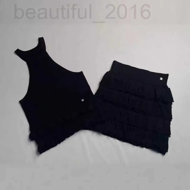 Dwuczęściowa sukienka projektant Xiangxiangjia 2024 Wiosna/lato nowy czarny set, elegancki i luksusowy, zaawansowany ciasto zaawansowane na dzianinowy zestaw 1vip