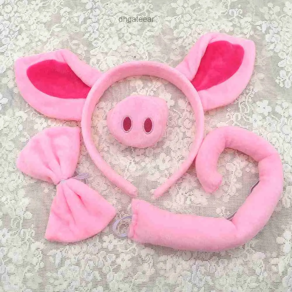 Söt tecknad plysch Little Pig Hair Hoop Pink Pig Ear Headband Scenario Drama Performance Hair Card Washing Pig Hair Accessories