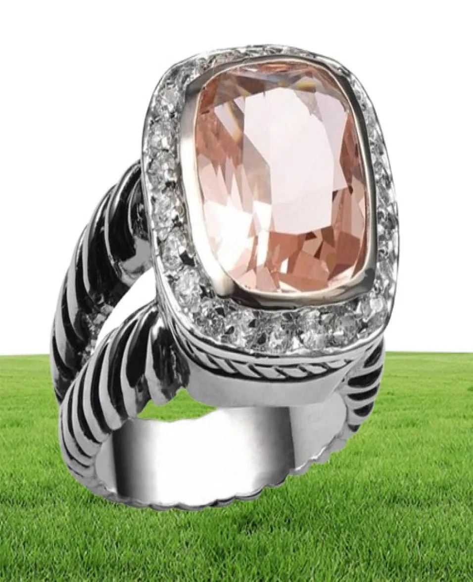 Morganite 925 Pierścień o wysokiej ilości srebrnej dla mężczyzn i kobiet biżuteria mody Prezent Prezent Rozmiar 6 7 8 9 10 F146151604715184182