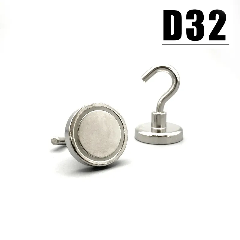 1/2/3/5Pcs Hook Magnet D32 NdFeB Magnetic Material MAGNET D32mm Strong Super Wall Hanger 304 Steel Imanes