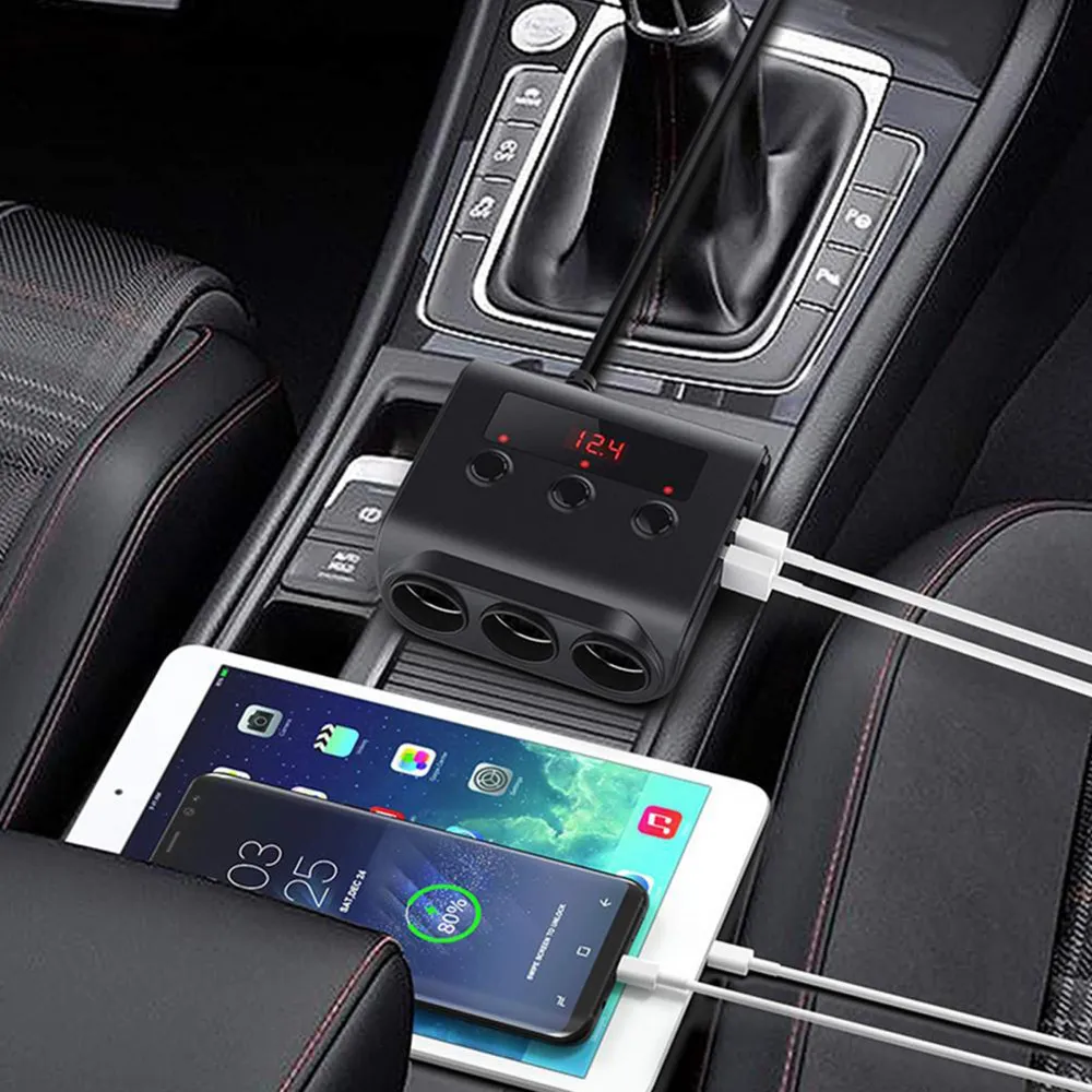 Car Cigarette Lighter Socket Splitter 4 Port USB Car Charger Adapter ...
