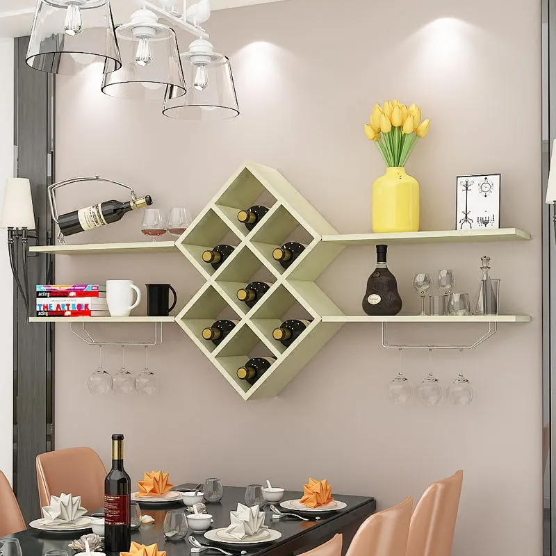 Small White Wine Rack Corner Or Wall Mount, Wooden Mini Bar For