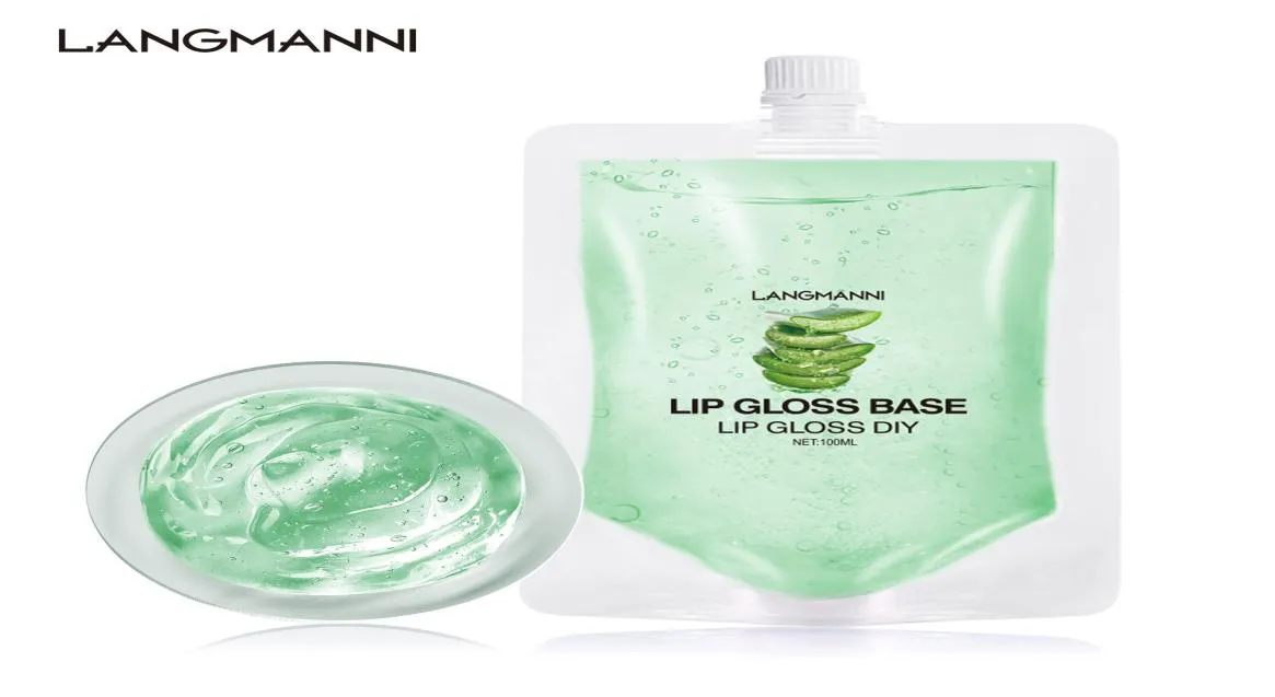 Langmanni Aloe Lip Gloss Base Gel 100 мл. Ненадвигая увлажняющий губ DIY DIY Ручной губы губ бальзам Plumper8436069