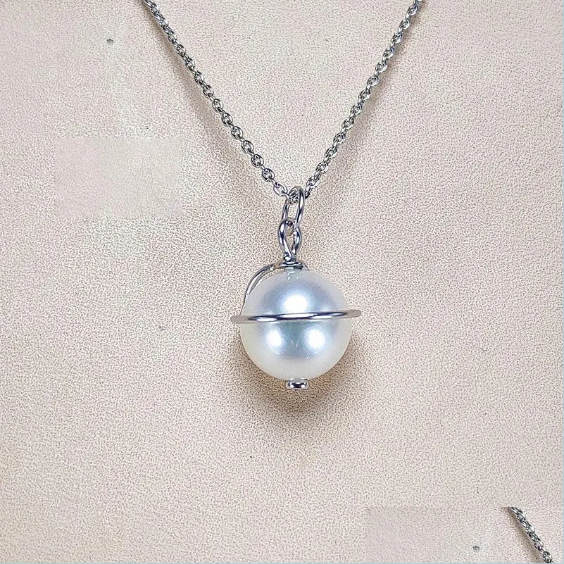 Naszyjniki wisiorek Wypróbuj perłę dla kobiet dziewczyny globe s925 Sier Naszyjnik ręcznie robiony 8-9 mm biżuteria ziemniaczana upuszczenie wisiorki Dhgarden dhaf3