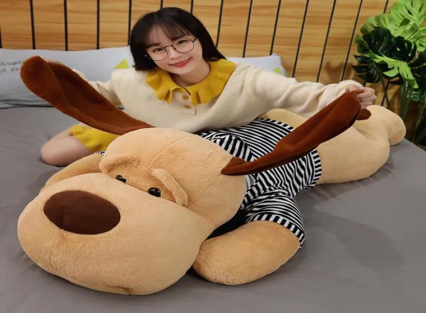 1pc 7090cm巨大サイズ柔らかい嘘犬のぬいぐるみおもちゃぬいぐるみ動物睡眠クッション枕人形