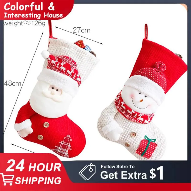 Gift Bag Durable Cute Beautiful Gifts Pouch Christmas Stocking Non-woven Large Xmas Sock High Capacity Christmas Ornaments