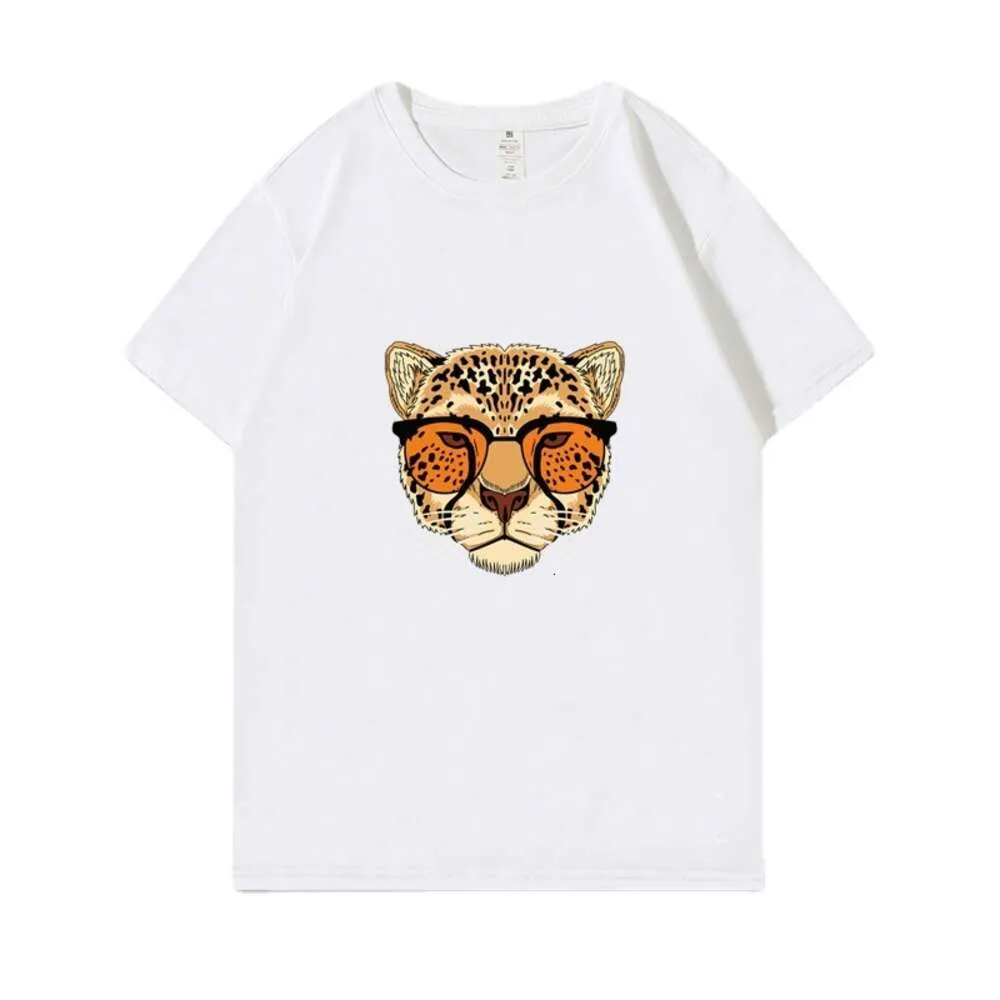 Summer Men's Pure Cotton Loose Loose à manches courtes NOUVELLE marque de mode décontractée Tiger Head Imprided Men's Round Neck Sports T-shirt Batch _ Emma Department Store Trading Company