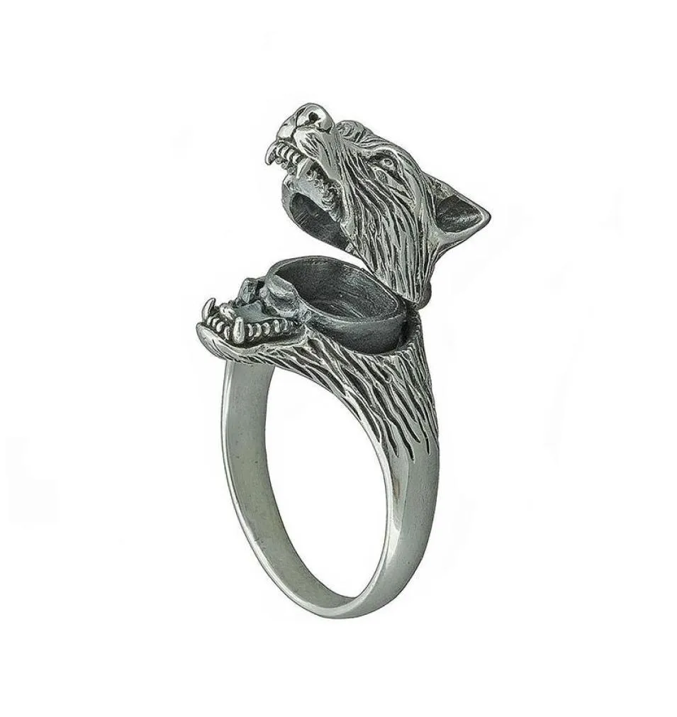 Vintage srebrne platowane pierścionki dla mężczyzn Process Trumpin Pierścień punkowy moda viking straży jubiryjska biżuteria