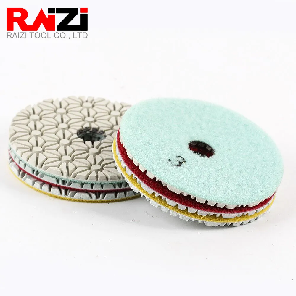 Raizi 4 -дюймовый/100 -миллиметровый бриллиант влажная полировочная прокладка для гранитного бетона Мраморный камень 3 шаг полировочные колодки абразивный инструмент