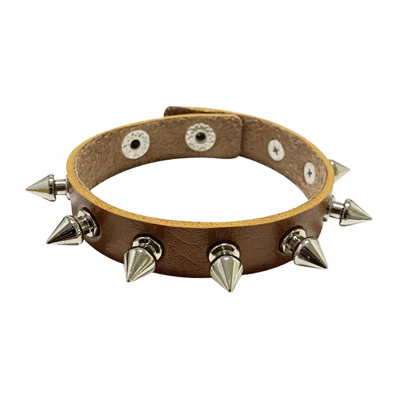 DHgate.com:Gothic Punk Leather Spike Bracelet: Adjustable