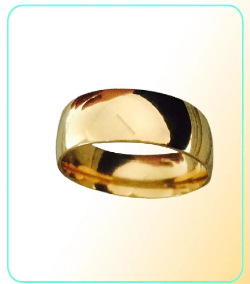 Alto polonês de 8mm de 8 mm de casamento anéis de ouro real 22k Gold preenchido 316L Titanium Rings para homens nunca desbotando o tamanho dos EUA 6147967330