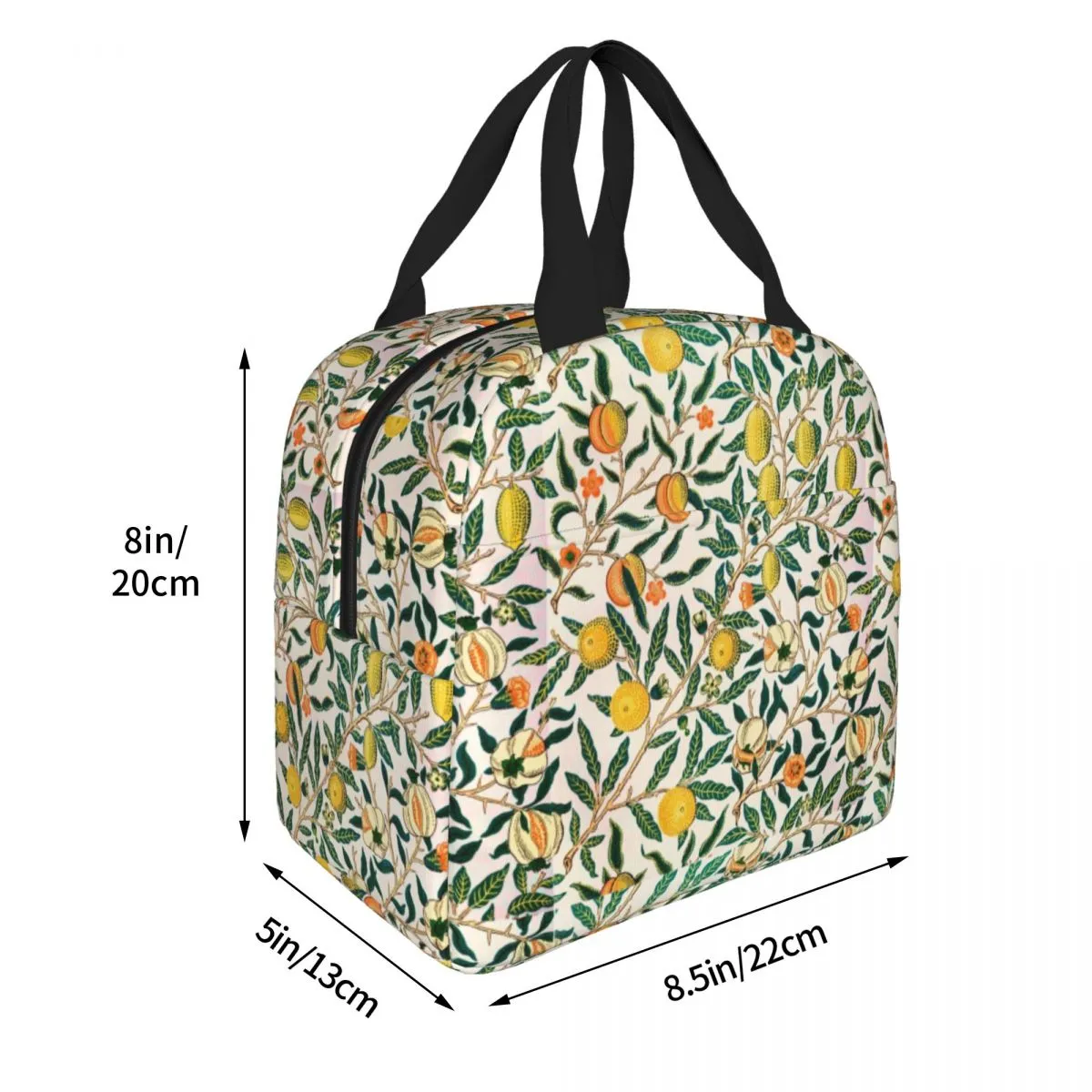William Morris Fruits Insulated Lunch Bags Floral Green Plant Bohemian Flower Meal Container Cooler Bag Tote Lunch Box Food Bag