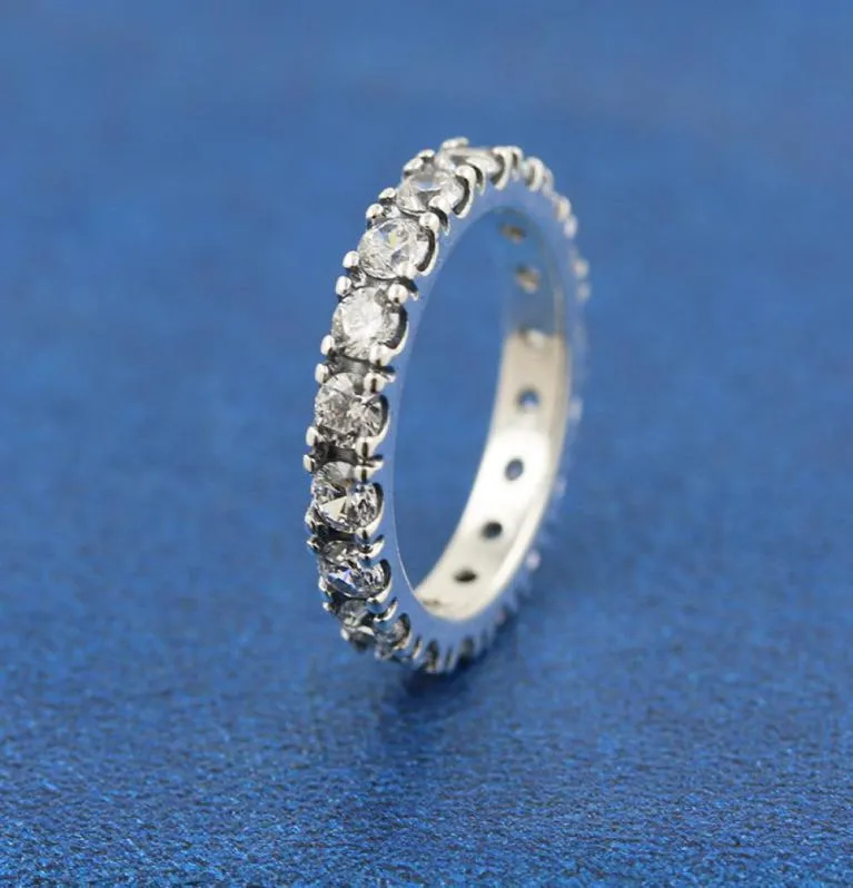 925 Sterling Silver Sparkling Row Eternity Band anneaux Fit P Jewelry Engagement Mariage Amateurs de mode pour femmes3917312