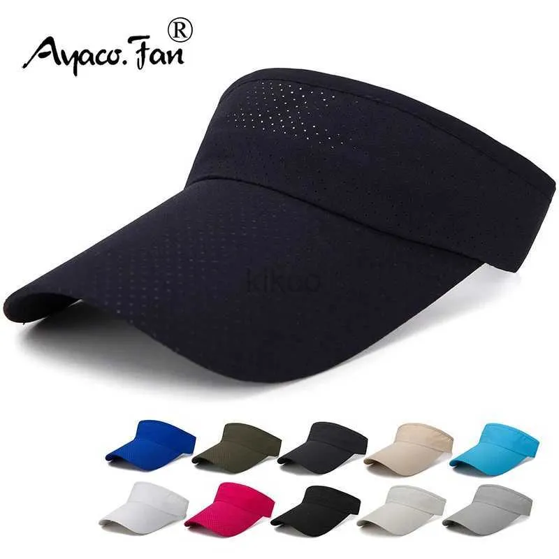 Visors Wide Brim Hats Bucket Hats Summer Breathable Air Sun Hats Men Women Adjustable Visor UV Protection Top Empty Solid Sports Tennis Running Sunscreen Cap 240412