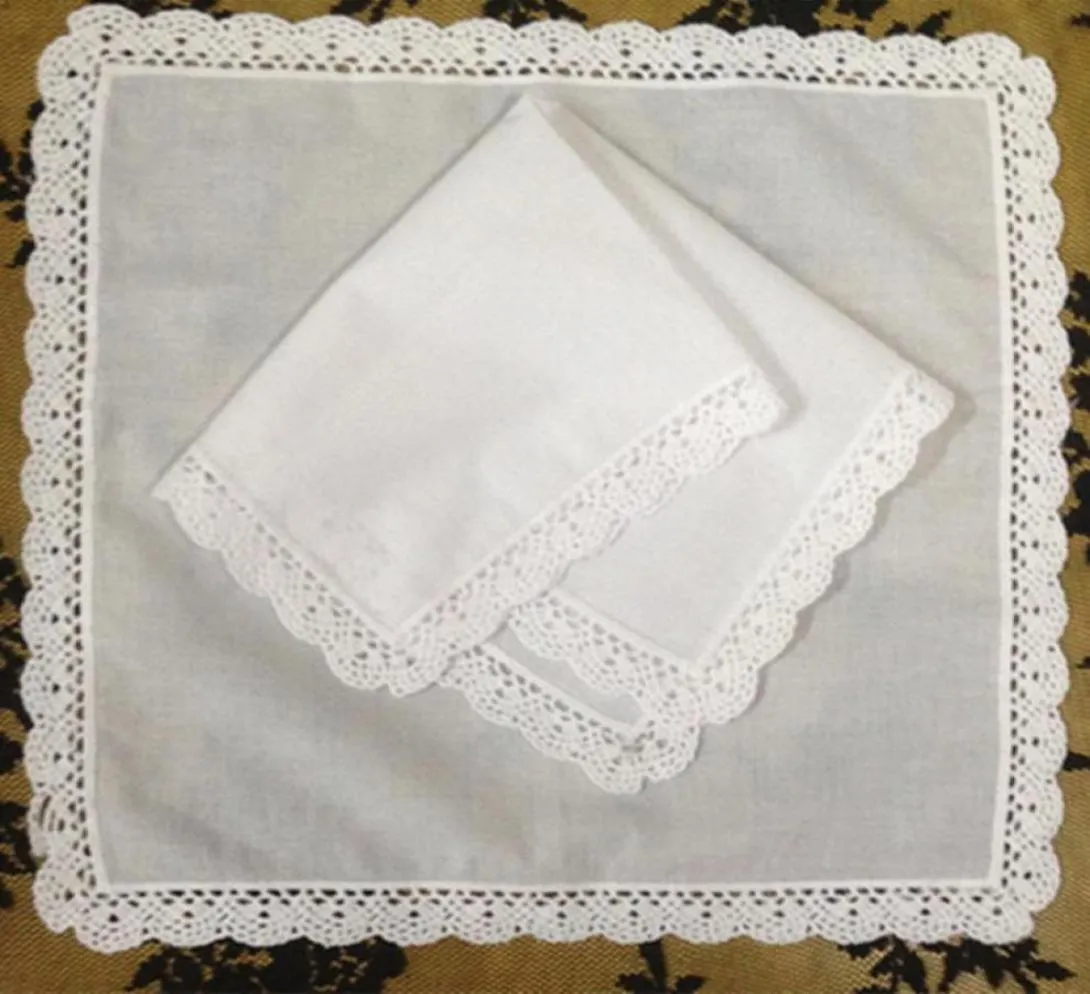 Set of 12 Home Textiles Wedding Handkerchief 3030CM Cotton Ladies Hankies Adults Women Hanky Party Gifts Embroidered Crochet Lace21446004