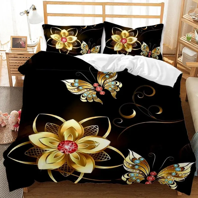 Bedding Sets Bed Linen Bohemian Colorful Butterfly Double Euro Set Duvet Quilt Pillowcase Cover Bedroom Bedspreads Colorfast Home