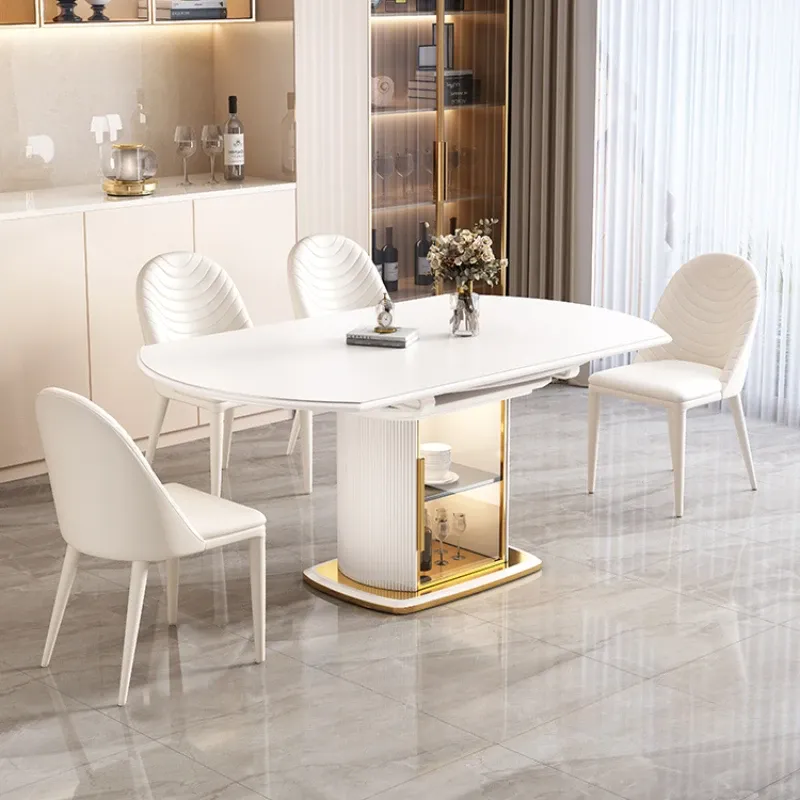 Modern Extendable Dining Table: Long Design, Hidden Storage