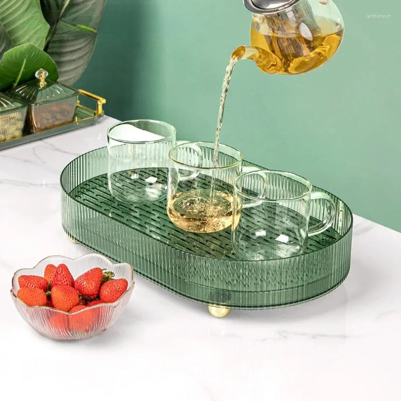 Tea Trays Tray Light Luxury Household Drain Living Room Coffee Table Teacup Water Cup Rectangular