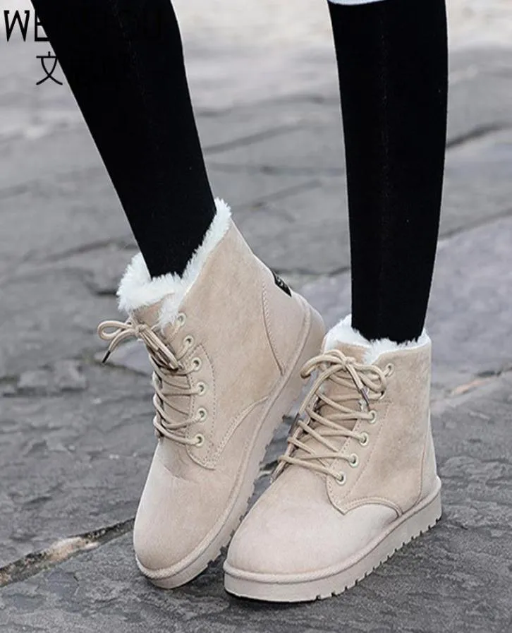 Hiver Women Boots Style mode 2018 Couleur solide Bottes de cheville féminine pour femmes chaussures chaudes confortables Botas Mujer ST9035825880