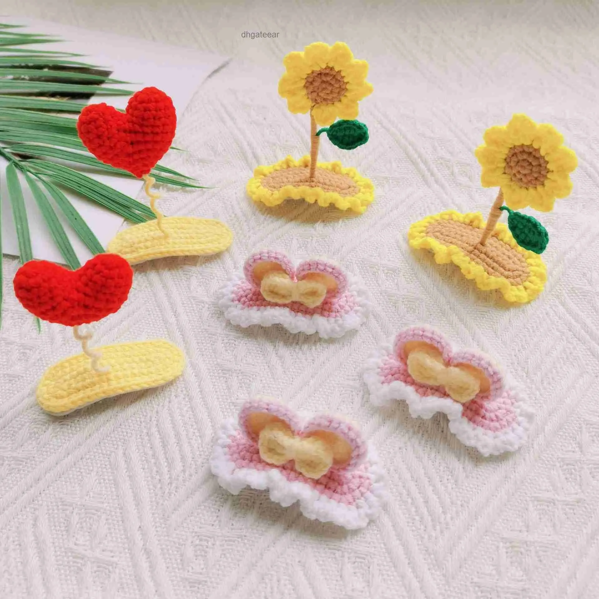 Crochet en laine Crochet mignon Clip de cheveux de tournesol tridimensionnel Love Bb Clip Pink Sherry Mary Childrens Hair Clip Accessoire Clip Accessoire