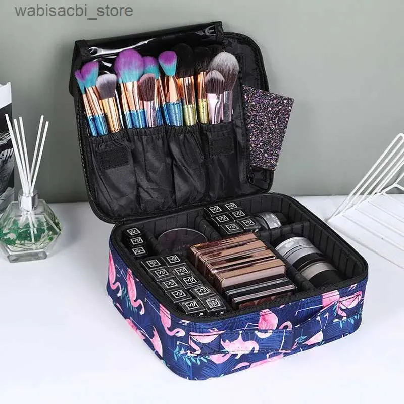 Cosmetische tassen vrouwen flamingo mini cosmetische tas hoogwaardige professionele make -up case vrouwelijke borstelbuis organisator manicure koffer opbergdoos l49