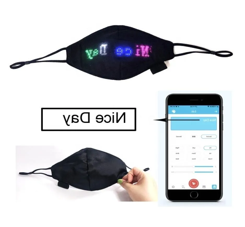 Music Party Christmas Halloween Light Up App Controlled LED Message programmable Affichage Masque ACC25878013