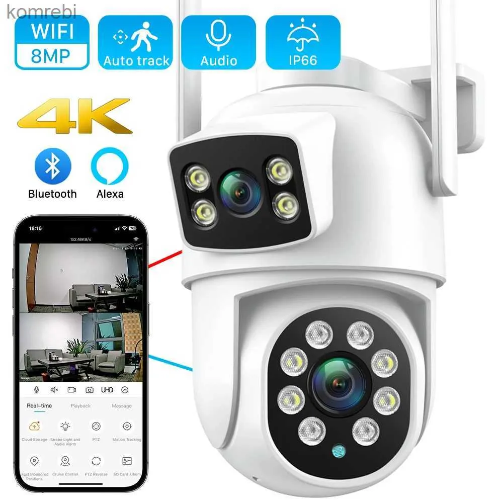 카메라 4K 8MP WiFi 카메라 렌즈 화면 4X 디지털 줌 IP 카메라 4MP 고화질 자동 추적 실외 모니터링 ICSEE 응용 프로그램 C240412