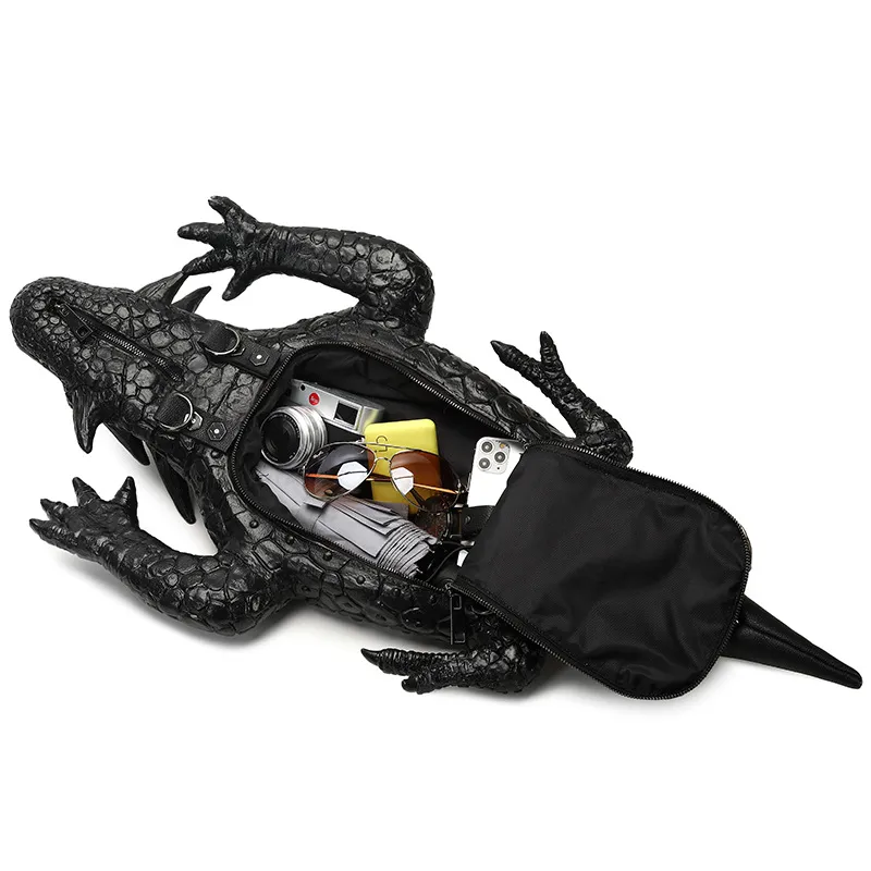 最終値下げ‼️LIZARD ブラック バックパック 3D Lizard Handbag: Premium PU Leather Backpack for Women, Punk