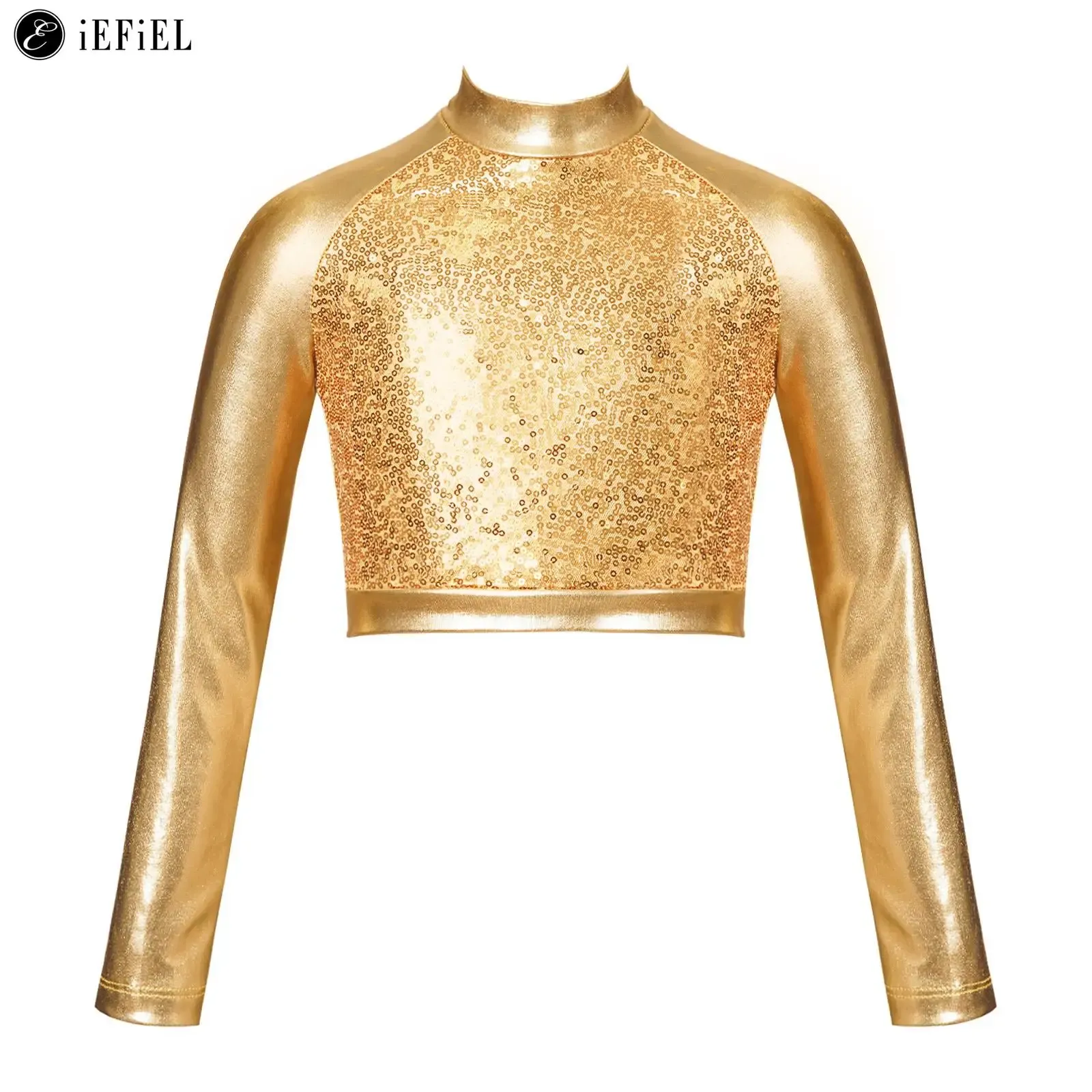 metallic mock neck top