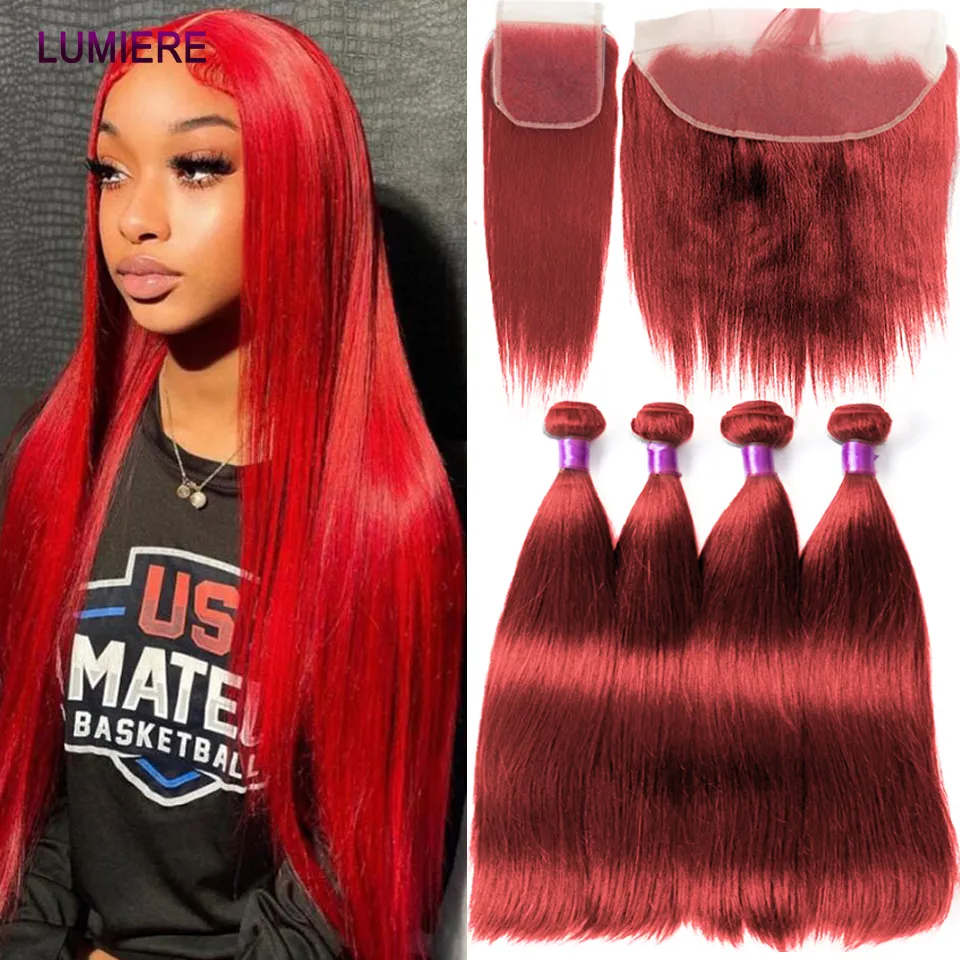 Human hair extensions red ombre 2025