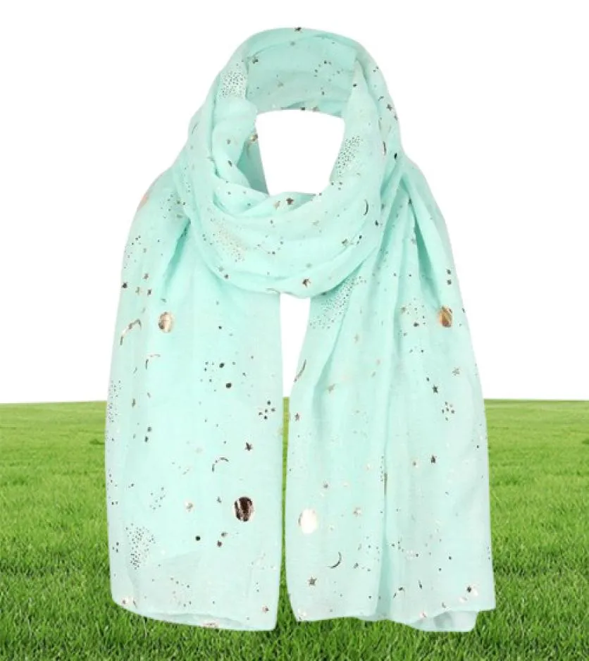 Sjaals dagelijkse casual sport dames mode ster moon folie printescarf wrap zijde sjaalsreizen lichtgewicht comfortabel 5877529