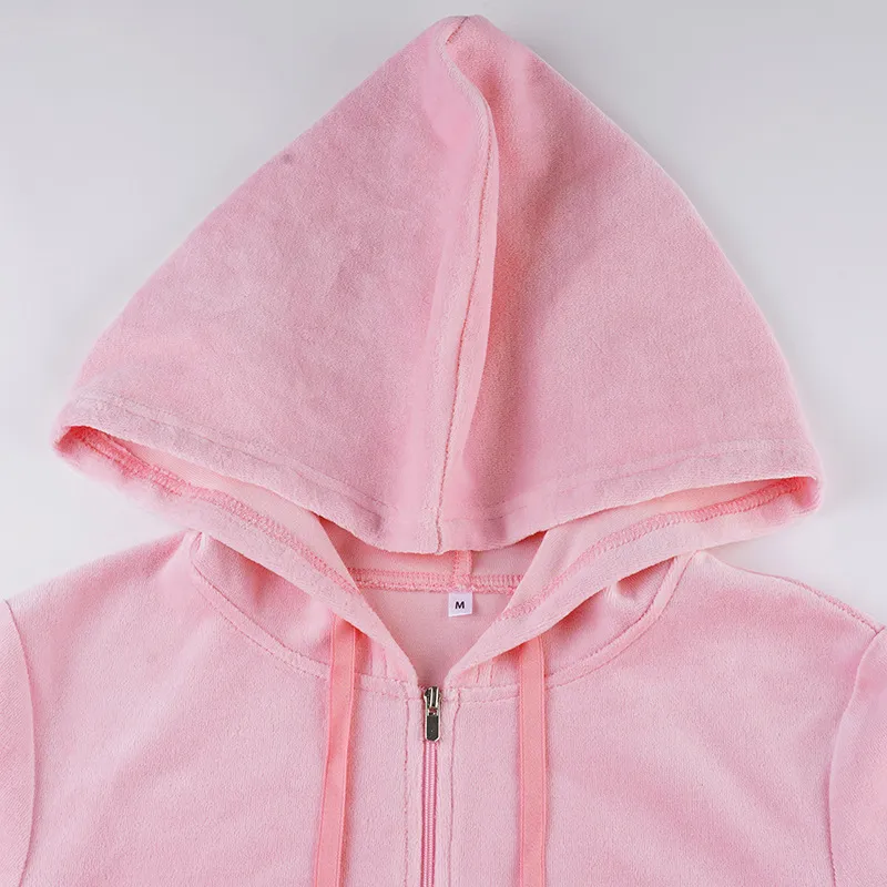 トップス   2in1 Velvet Hoodie Velvet Two-Piece Kawaii Set: Zip-Up Hoodie & Lace-Up Ruffles