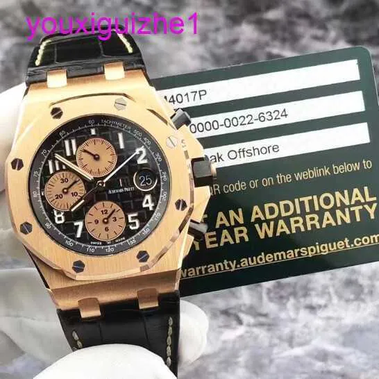 Lastrest AP Wrist Watch Royal Oak Offshore Series 26470or Black Panel 18K Rose Gold Automatic Mécanical Mens Watch 42mm