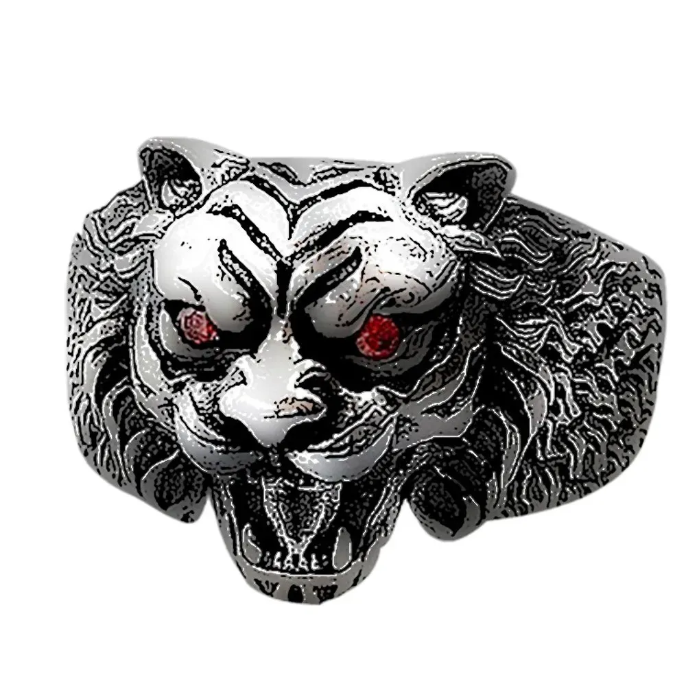 BOCAI solid S925 pure silver jewelry retro Thai mens ring open fashion threedimensional tiger head ring240412