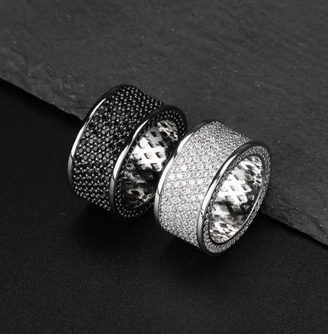 Anello zircone nero ghiacciato per uomini donne designer di lusso bling diamanti anello flash gold zircone coppia