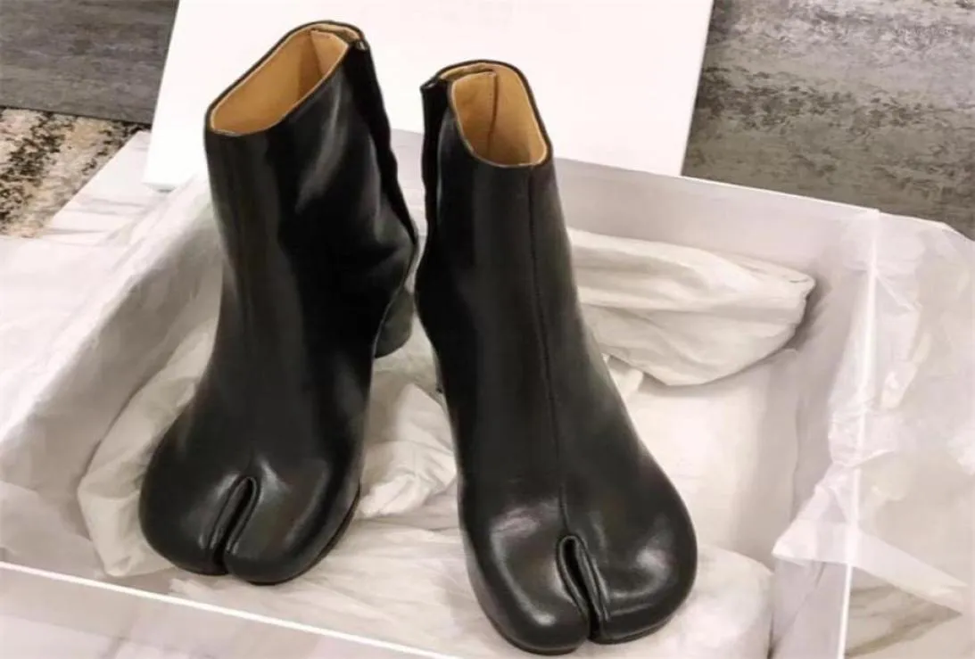 2022 Design Tabi Boot Split Toe Chunky High Heel Dames Boots Leather Zapatos Mujer Fashion Autumn Damesschoenen Botas Mujer9940498