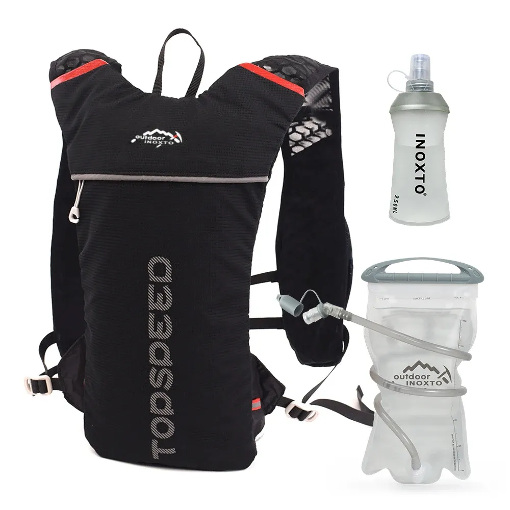 バッグトレイルRunning5L Ultralightバックパック、水和ジョギングベスト、マラソン、自転車、ウォーターボトル250ml 500ml