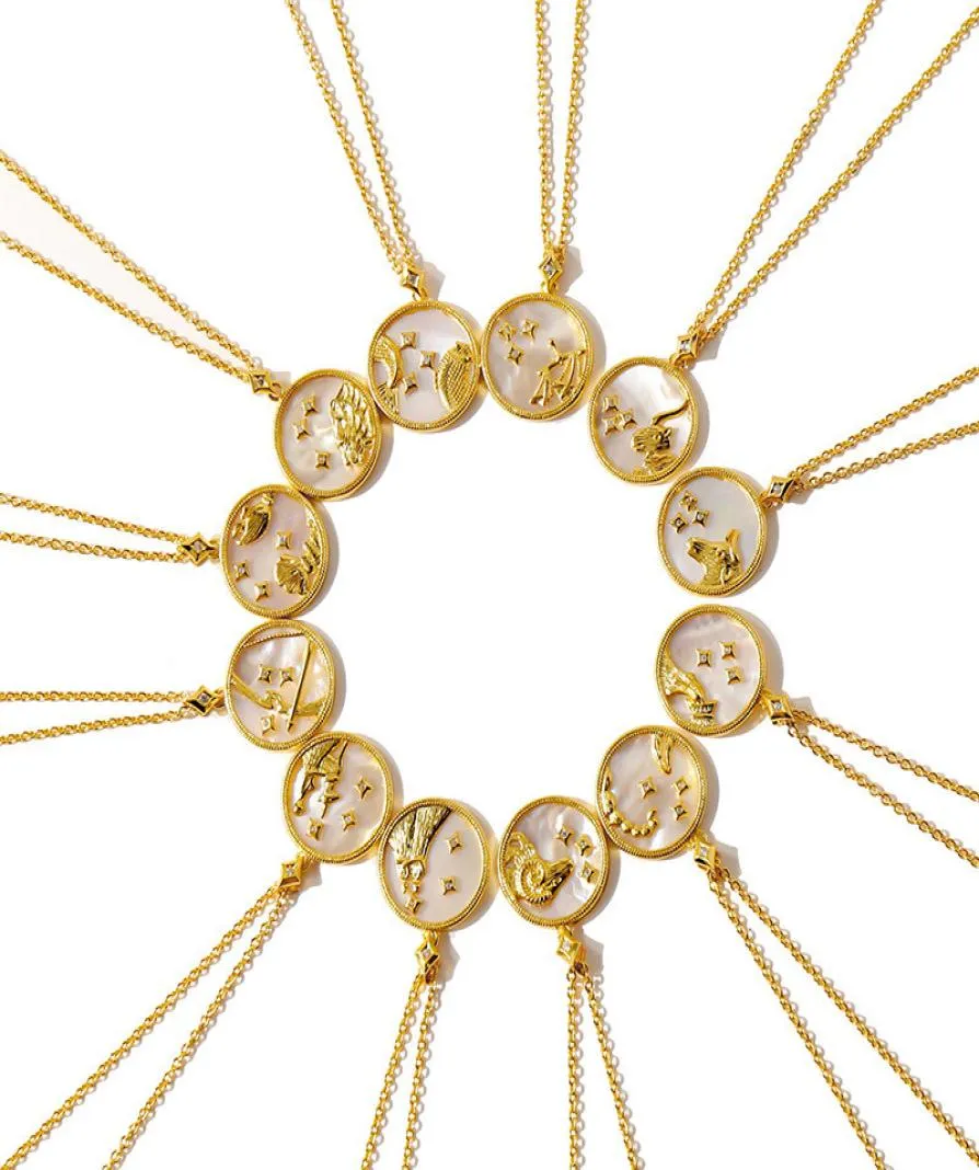 Biżuteria w sukience ślubnej Dopasowanie kobiet biżuteria Dwanaście konstelacji złota platowana miedziana naszyjnik Modna naszyjnik projektant J6008057