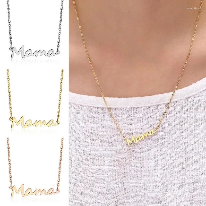 Chaines 1pc mode Mama Letters Collier en acier inoxydable Mom Baby Lockbone Chain Pendant Choker Femme Bijoux Femme Mère Gade