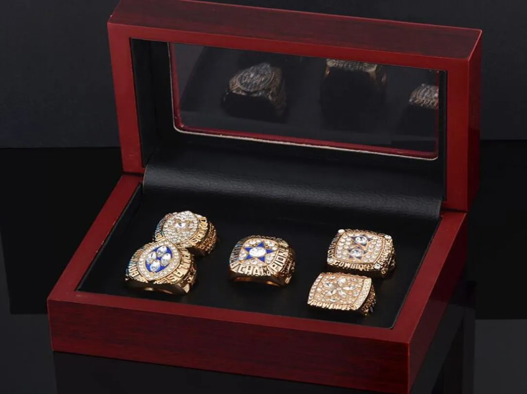 Whole Fine high quality Holiday Set Super Bowl Cowboys 1995 Award Ring Men039s Ring Jewelry Set 5piecelot1723190