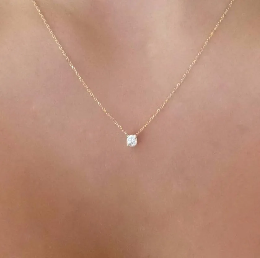 Fashion Gold Diamonds Necklaces Delicate Solitaire Pendant Dainty Pendants Necklace Bridal Jewelry Floating Diamond Jewellery3833528