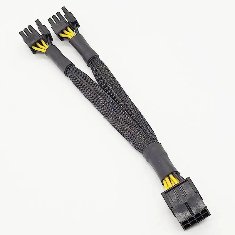 2024 20cm Braided Y-Splitter GPU Adapter Cable PCIe 8 Pin Female To Dual 2X8 Pin6+2 Male PCI Express Power Adapter Extension Cable for