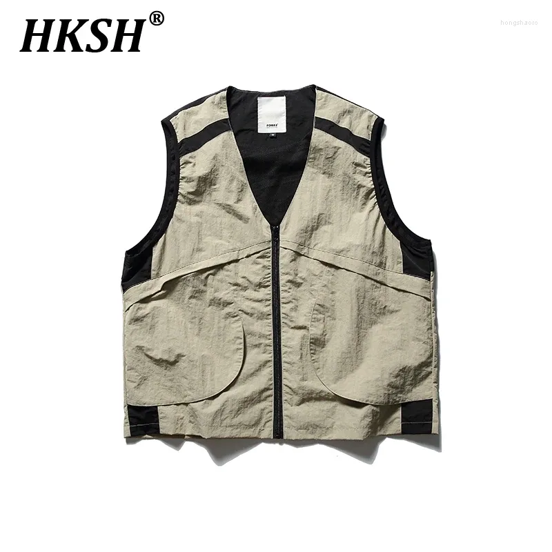 سترات الرجال HKSH Spring Summer Summer Control Contraving Pocket Cargle Disual Take Soulderess Tide Punk Tactical Stest HK0546