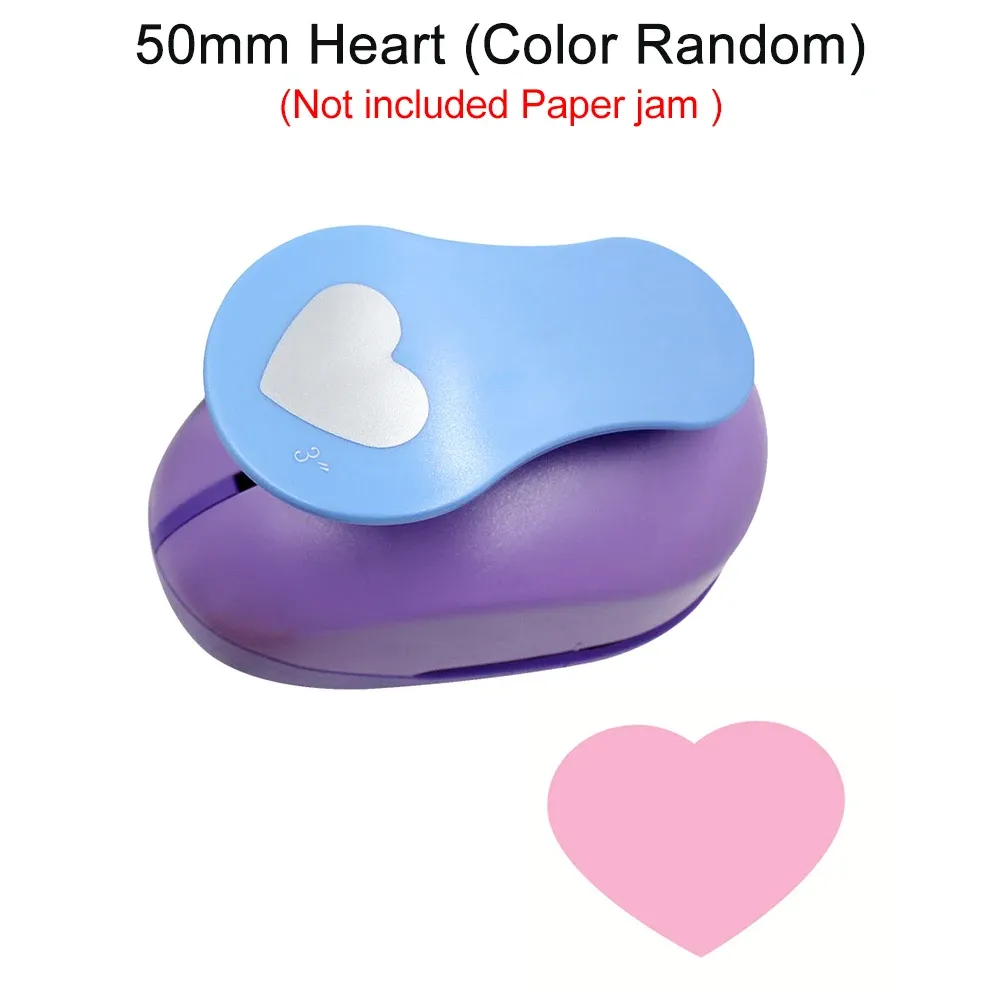 Punch DIY Paper Cut for Craft Scrapbooking Gift Random Color Kids Home School 50mm 75mm Heart Hole Punch Hållbar liten arbetsbesparing