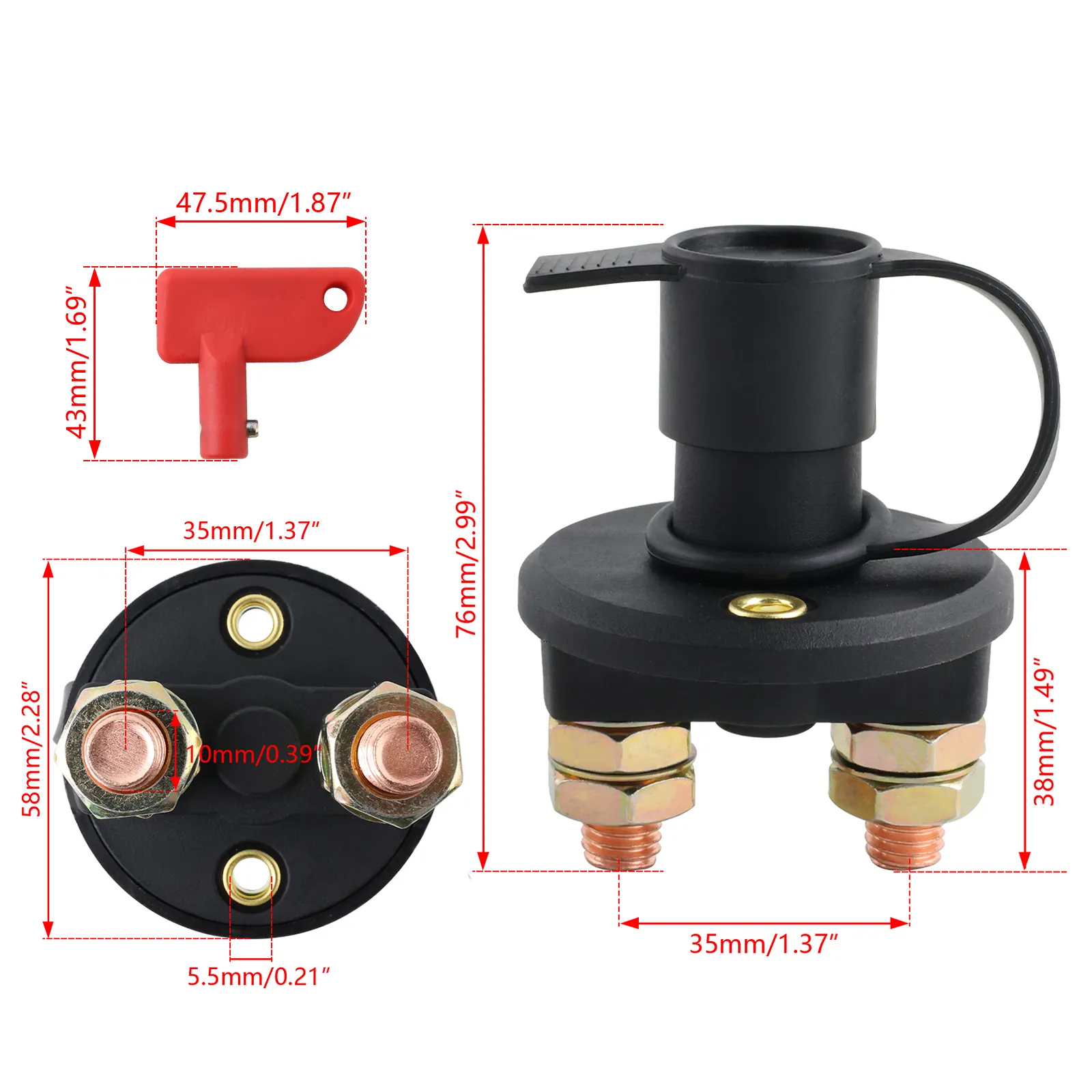Interrupteur Isolateur Batterie 6V/12V/24V - Master Switch Pour Voiture, RV, ATV