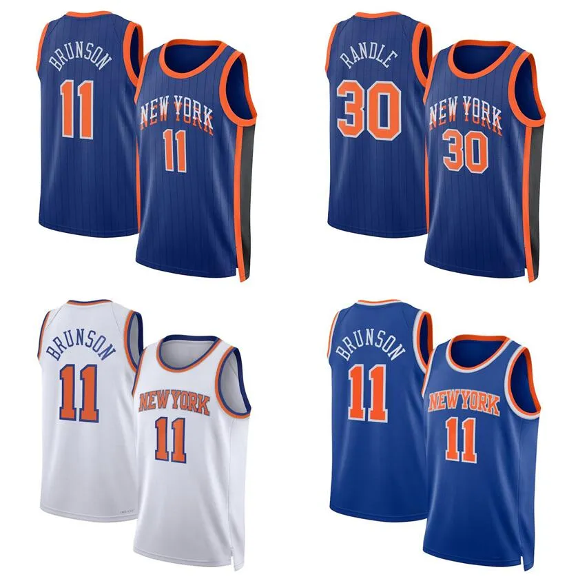 Jalen Brunson #11 كرة السلة قمصان Julius Randle #30 Blue 2023/24 Outdoors City Jerseys Men Youth Women S-XXL