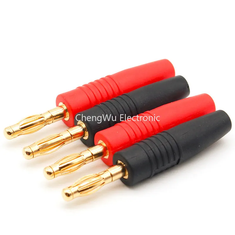 2pcs/lot 4mm Plugs Gold Plated Musical Speaker Cable Wire Pin Banana Plug Connectors